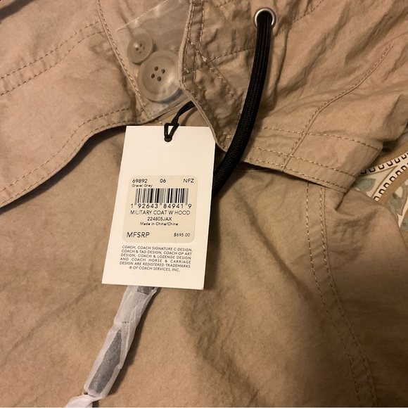 NWT Coach Military Coat Parka  With Hood 69892 Gravel Grey Women’s Sz 6 - Picture 7 of 13